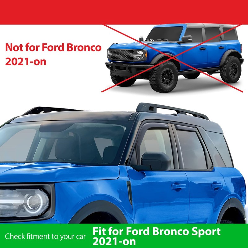 Goodyear Shatterproof in-Channel Window Deflectors for Ford Bronco Sport 2021-2026,
