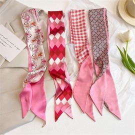 QTMY 4 Pack Purse Scarf for Bags Silk Head Scarf for Hair Handbag Women Scarfs Band Hair Neck Scarves Fashion Gifts,04