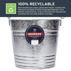 Behrens 1214 Hot-Dipped Galvanized Steel Utility Pail, 14-Quart, Gray