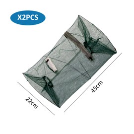 Pack of 2 Fishing Nets, Foldable Fish Reef, Square Cages, Lobster Nets, Fishing Floor Cages, Simple Fish Cages, Suitable for Fishing, Crabs and Crabs