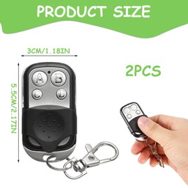 2 Pcs Universal Automatic Gate Remote Control, 433MHz Copy Remote Opener Garage Door Remote Control Fob, Wireless Garage Door Opener Cloning Key Fob with 4 Buttons for Car Garage Door Gate