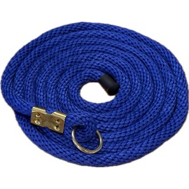 Heavy Duty Horse Lead Rope, 5/8-Inch Thick Nylon with Brass Ring - Soft Training Lead Rope for Horses with D-Ring - Heat-Sealed End for Extra Strength - Snap Link NOT Included - 10-Foot (Royal Blue)