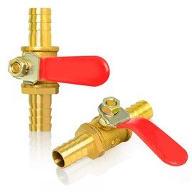 GASHER 3PCS 3/8 Inch Heavy Duty Brass Ball Valve Hose Barb with 180 Degree Operation Handle