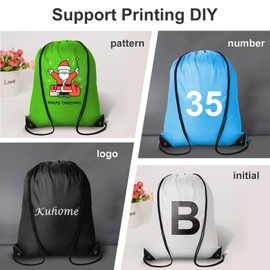 Kuhome 6Pcs Drawstring Backpacks Bulk String Bag Cinch Sack Pack Storage Knapsack Polyester Gift Bags Sports Drawstring Bags for Trip Gym Party Bags(6 Colors)