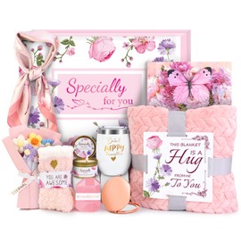 Birthday Gifts for Women Friendship Self Care Package Gifts for Women Get Well Soon Gift Baskets Relaxing Blanket Gifts Box for Sister Mom Wife Friend Her Fantasy Box (Pink)