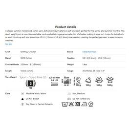 [ Set of 2 Skeins ] SMC Catania Originals 100% Mercerized Cotton Yarn, Total 3.52 Oz. Each 1.76 Oz (50g) / 136 Yrds (125 m) Amigurumi Yarn Fine-Sport 2 (173 Light Blue)