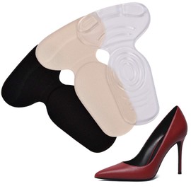 Anti-Blister, Heel Pad, Prevents Blisters, Heel Insoles, Set of 3, Cushion, Adjustable Size, Heel Protection, High Heel, Prevents Blister Pain Relief, Anti-Slip, Gel Heel, High Heel, Compatible with Leather Shoes, Sneakers, T-Shaped Heel, Unisex, 6 Piece