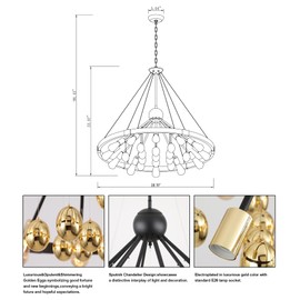 Q&S Wagon Wheel Chandelier,Black and Gold Chandeliers,Modern Farmhouse Large Round Circle Light Fixture for Living Room Hotel Dining Room Stairs Foyer High Ceilings 12 Lights UL Listed W38.2