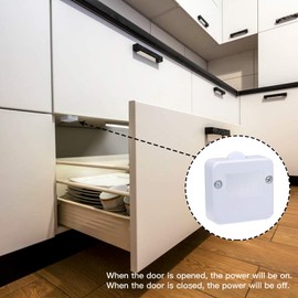 Cabinet Lamp Switch, 2 Pack Wardrobe Touch White Switches, Normally Closed Wardrobe Touch Switch, for Close Open Door Drawers On Off Light Switch (Pack of 2-White)