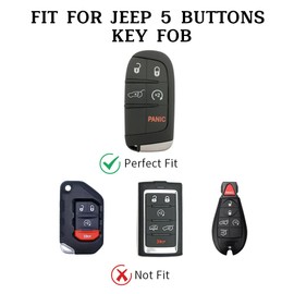 vehicleloong Key Fob Cover Case Shell Keychain for Jeep Grand Cherokee Compass Wrangler Renegade Dodge Durango Charger Challenger Dart Journey Chrysler 200 300 Accessory Accessories, Silver Pink, TPU