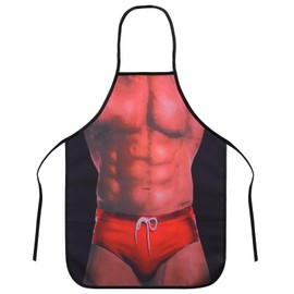 Sucodver Funny Apron, 3D Disguise, Laughing, Funny Apron, Cosplay, Costume, BBQ, Party, New Year's Party, Punishment Game, Funny Goods, Christmas, Unisex, Easy to Put on and Take off (Muscles)