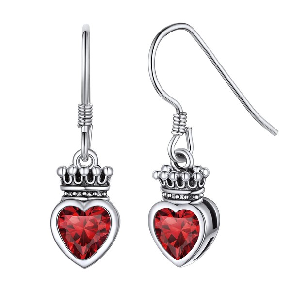 ChicSilver 925 Sterling Silver Crown Birthstone Drop Earrings for Women