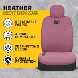 CAT CozyBlend Car Seat Covers, Burgundy Heather - Premium Jersey Fabric Seat Covers for Cars Trucks SUV, Breathable Cotton Car Seat Covers Front Seats Only, Universal Fit Automotive Interior Covers