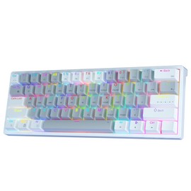 Solakaka SK961 Wireless Mechanical Keyboard 60 Percent Keyboard Tri-Mode Connection RGB Backlight Programmable Gaming Keyboard Office Backlit Mini Keyboard PC Computer Laptop Keyboard - Color: greywhite