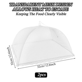 2 Pcs Food Covers, Food Covers Mesh Pop Up, Food Net Cover, Food Cover 12 inch Reusable and Collapsible Screen Net Protectors for Outdoors Parties Picnics BBQs Reusable & Collapsible
