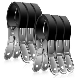 Vicloon Pack of 6 Stainless Steel Beach Towel Clips, Large Clothes Pegs, Towel Clips for Beach Loungers with Protective Cover, Beach Towel, Bath Towel, Bed Linen and Thick Clothing