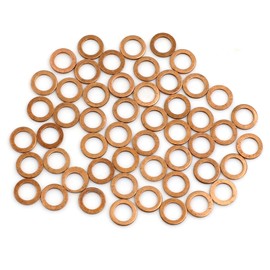 sourcing map Pack of 50 Copper Washers Copper Seal Flat Sealing Rings for Car 6 mm