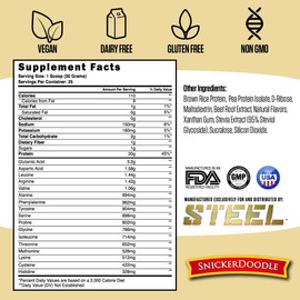 Steel Supplements Veg-PRO | Vegan Protein Powder, Snickerdoodle | 25 Servings (1.65lbs) | Organic Protein Powder with BCAA Amino Acid | Gluten Free | Non Dairy | Low Carb Formula