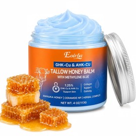 Beef Tallow for Skin, with GHK-Cu Peptide, Natural Tallow and Honey Balm, for Face Moisturizer and Body Skin Balm - 4 Oz