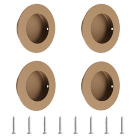 MOROBOR Brown Closet Door Handle, 4PCS Flush Pulls Barn Door Pulls Handles 304 Stainless Steel Sliding Door Pulls Round Flush Recessed Cabinet Handles (2 Inch)