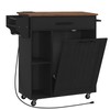 HOOBRO Kitchen Island with Trash Can Storage, Rolling Kitchen Island