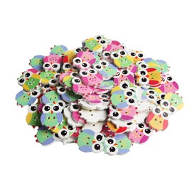Comidox 50Pcs 2 Holes Wooden Buttons Colorful Owl Sewing Button Scrapbooking DIY Supplies