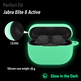 Geiomoo Silicone Case for Jabra Elite 8 Active, Jabra Elite 8 Active Gen 2, Jabra Elite 10, Jabra Elite 10 Gen 2, Protective Cover with Carabiner (Luminous Green)