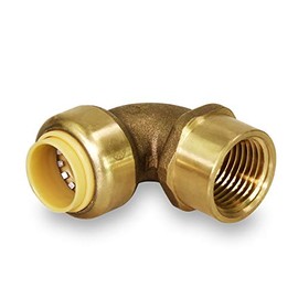 Supply Giant VQGF1 Pushlock 1 Inch Long x Female Elbow for Push Fittings, Made with Lead Free DZR Forged Brass, Connects PEX, CPVC and Copper, Pre-Lubricated Quick Installation, 1"