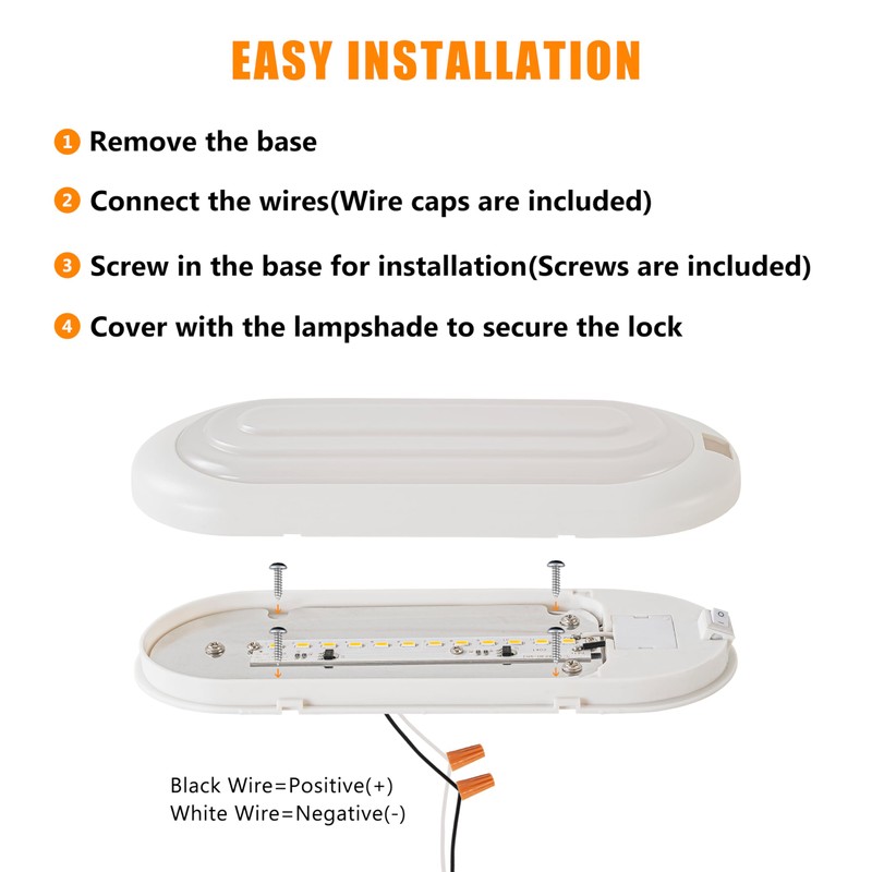 4 Pack DC12V RV Interior Light with ON/Off Switch, 9.25in.