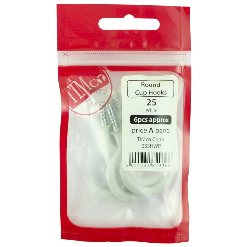 TIMCO Cup Hooks Round White - 38mm