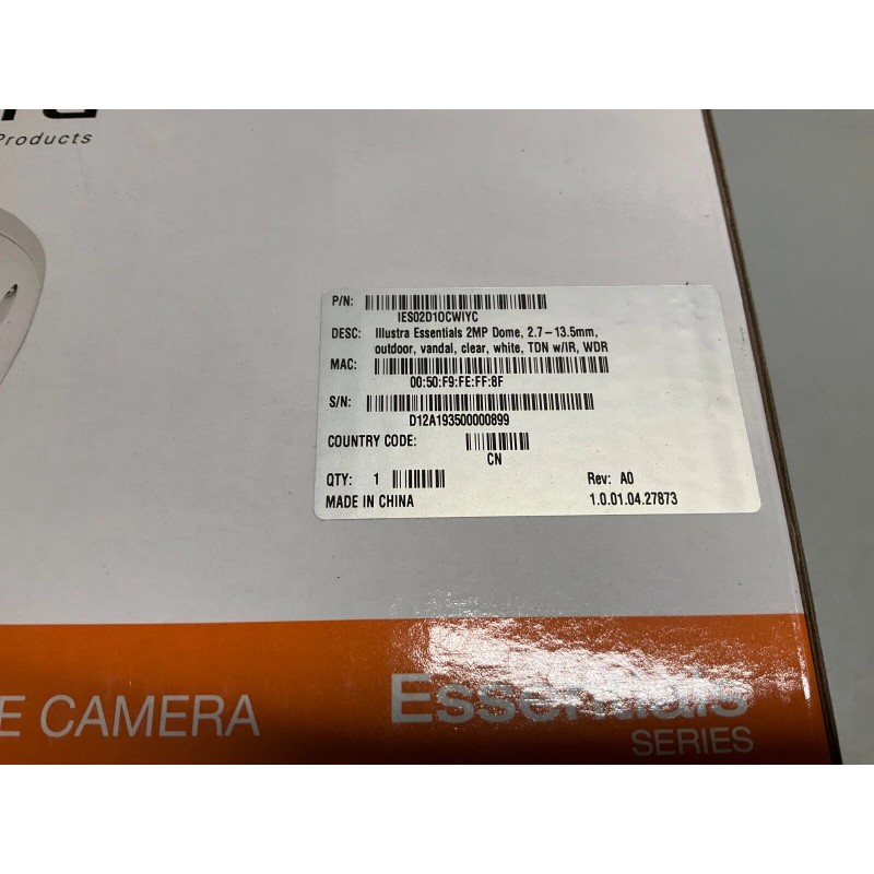 Axis NEW ILLUSTRA IP Varifocal Mini-Dome Camera Essentials Series IES02D10CWIYC