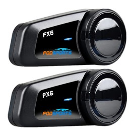 Fodsports FX6 Motorcycle Bluetooth Headset 2 Pack, 6 Riders Group Motorcycle Intercom Bluetooth, 1000M Motorbike Helmet Communication Systems/Voice Command/Universal Pairing/FM Radio