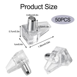 Clear Shelf Support Pegs, 50 Pcs Transparent Plastic Cabinet Shelf Pegs Pins Steel Support Holder for Cabinet, Bookshelf, Cupboard, Living Room, Kitchen