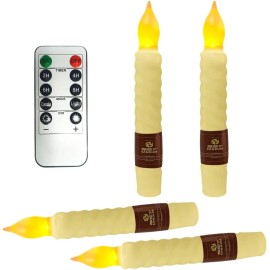 6.5 Inch Yellow LED Flickering Flameless Pillar Taper Candles Remote Control Timer Set Battery Operated for Weddings Partiescolor: Yellow, size: Medium (6"-8")