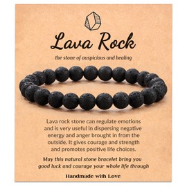 Seyaa Lava Rock Bracelet, Mens Bracelet, Crystal Beaded Bracelet Unisex, Inspirational Anniversary Christmas Birthday Valentines Day Gifts for Him Men Women