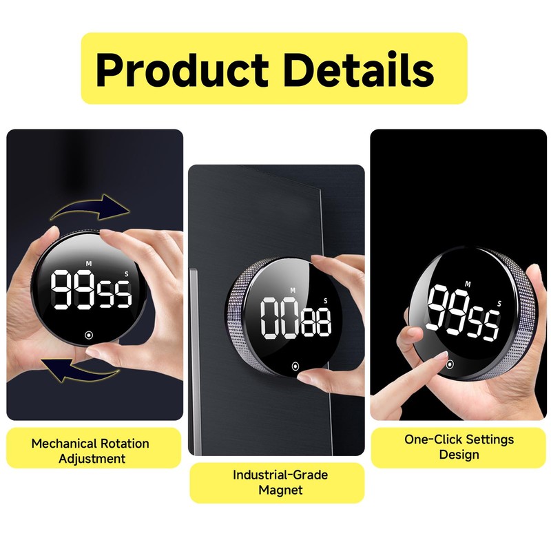 Digital Kitchen Timers for Cooking, OIHCAZ Magnetic Countdown Timers Clock