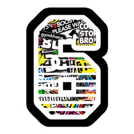 Sticker Number Anzanl Number 6 Racing 12 cm Centrepiece Sticker Bomb Cross Track Car Moto Stickers