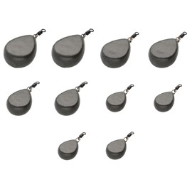 Zite Fishing Carp Lead Set Fishing - 10 Pieces Ground Leads with Swivels in Set - Flat Pear Lead, Drop Lead, Swirl Lead - 4 Weights 40-115g