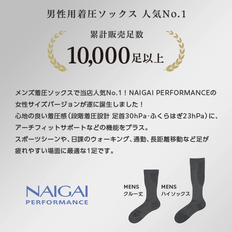 Naigui 90301006 Compression Socks, Anti-Fatigue, Arch Fit Support, Anti-Hari, Compression