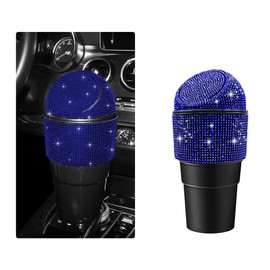 Yourkar Bling Car Trash Can with Lid, Sparkling Crystal Auto Garbage Can with Leak-Proof Lid, Multipurpose Waterproof Trash Bin for Automotive Home Office Kitchen Bedroom (Blue)