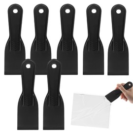 7 Pcs 2 Inch Plastic Flexible Drywall Putty Knife Paint Scraper Tool for Decal Spackling Pasting Plaster Removing Wallpaper Applying Mud or Plaster 3D Printing Resin Removal Black