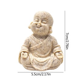 Qixuer 2 Pieces Cute Little Monk Statue, Maitreya Buddha Sculpture Happy Buddha Statue Fengshui Maitreya Craft Home Decor Ornament Maitreya Buddha Sculpture for Aquarium Decoration Fish Decoration