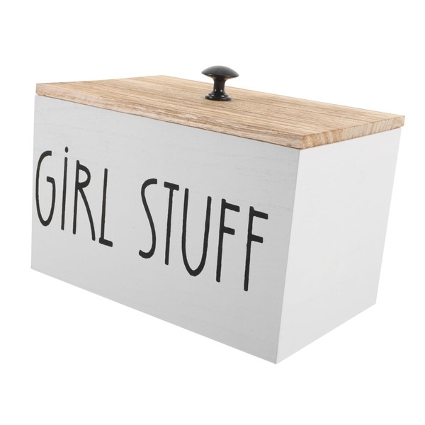 WHAMVOX 1piece Wooden Sanitary Napkin Storage Container Lid Compact Feminine