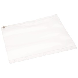 School Smart Zippered Ring Binder Pouches, 7 x 10 Inches, Clear and White Vinyl, Pack of 24