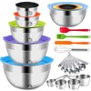 WEPSEN Mixing Bowls with Lid Set, 25PCS Kitchen Utensils Metal