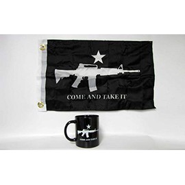 JumpingLight Black Come and Take It Tea Party 12 oz Ceramic Mug with 12x18 Tea Party Flag - Quality Flags