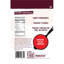 Le Sauce & Co., Savory Provencal Gourmet Pasta Sauce (2-pack), Always Fresh, Two Servings Imported Italian San Marzano Tomatoes, Tomato Sauce, Meat Pasta Sauce, Spaghetti Bolognese, All Natural Spaghetti Meat Sauce, Protein Pasta, Low Sugar