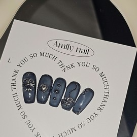 Black Chrome [Handmade Nail Tips] Emily Nail - Short Square / 블랙크롬 [수제네일팁] 에밀리네일 - 숏스퀘어