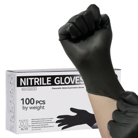 Jointown Black Nitrile Gloves Disposable, 3 Mil Thin Gloves, Latex Free, Powder-Free Food Safe Gloves For Cooking Cleaning Food Prep Tattoo Hair Dye, 100 Pcs, X-Large