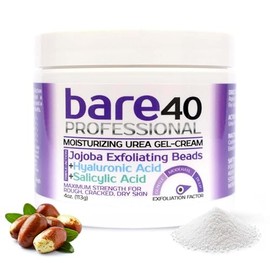 BARE 40 PRO - Gel de urea 40% con 2% de ácido salicílico, ácido hialurónico, aceite de árbol de té y aloe vera, gel exfoliante e hidratante para pies 